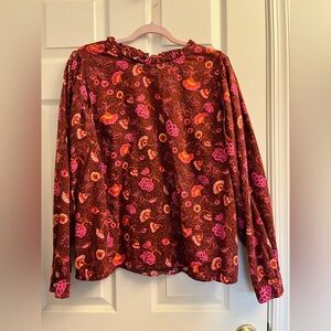 Universal Thread Women’s Pink and Orange Floral Tufted  Neck Long Sleeve Top XXL
